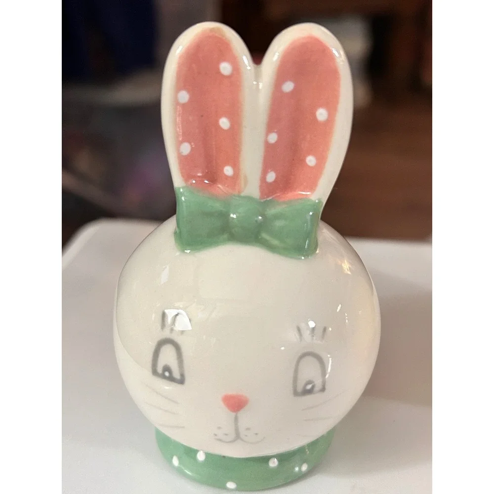 Johanna Parker Easter Bunny and Chick Ceramic Salt and Pepper Shaker Set Pastel